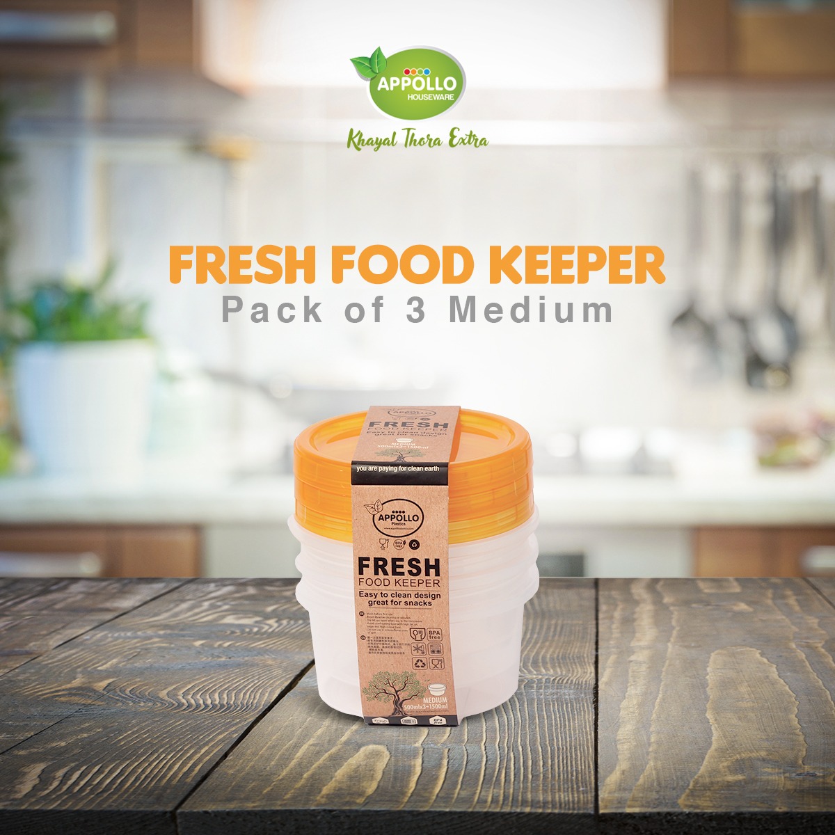Fresh Food Keeper Medium (400ml each) – Pack of 3