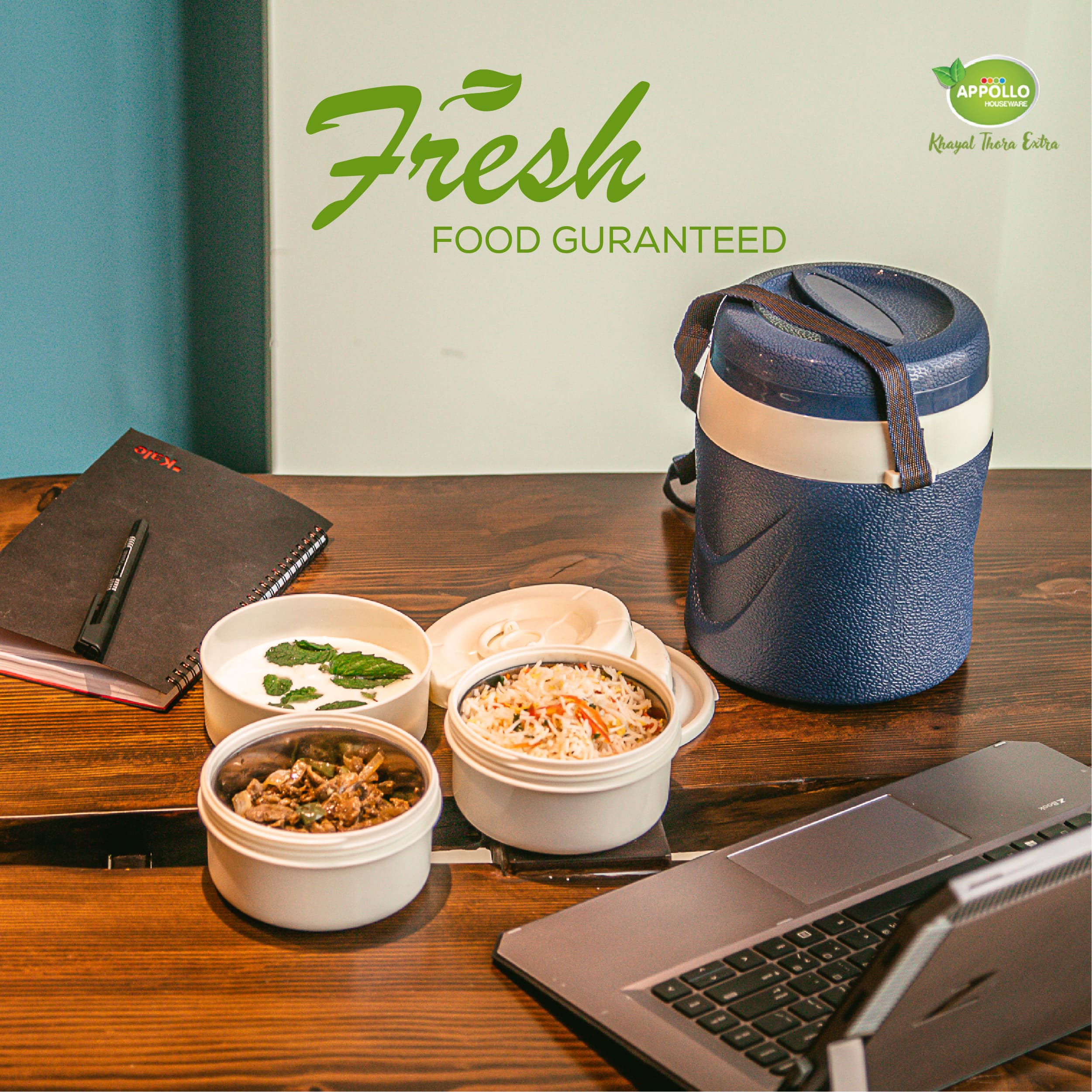 Riwayat Lunch Carrier (2 Steel Bowls & 1 Salad Bowls)